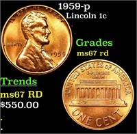 1959-p Lincoln Cent 1c Grades GEM++ Unc RD