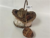 Natural Wood Basket - 8" Tall & 4 Feathered