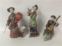 Lot of 3 Painted Porcelain Geisha Figures