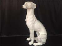 Vellum Italian Porcelain Dog, 31" Tall