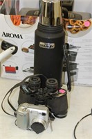 Thermos, Binoculars, camera