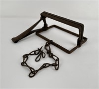 Antique Blacksmith Made Hand Forged Wolf Trap