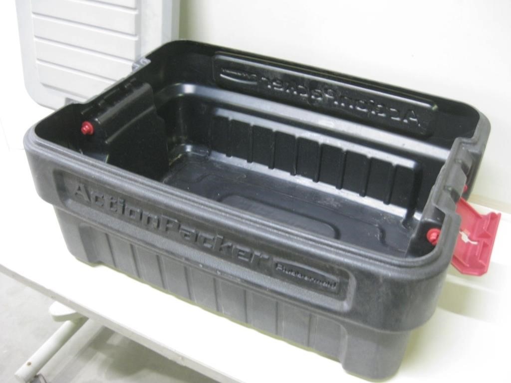 Action Packer Storage Container, Grey & Black, 8-Gallons