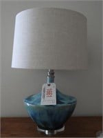 Contemporary blue glazed font table lamp