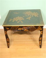 Black Lacquer, Hand Painted Asian Table