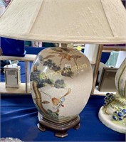 LARGE ASIAN POTTERY LAMP WITH SHADE