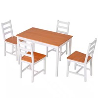 $311  White 5-Piece Wood Dining Set with 4-Chairs