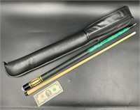 Vintage McDermott Green Pool Cue w Schmelke Case