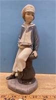 Llandro Figure of Young Sailor w/Boat (9"H)