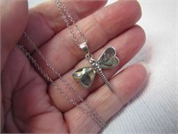 925 Silver Dragonfly Abalone Shell Necklace
