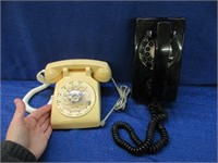 2 older rotary telephones (cream & black)
