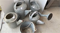 Galvanized large watering cans and bucket, 5 pc
