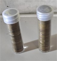 Two rolls of wheat pennies