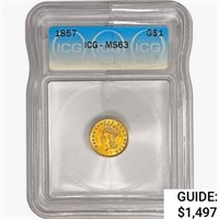 1857 Rare Gold Dollar ICG MS63