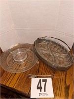 (2) Glass Serving Trays