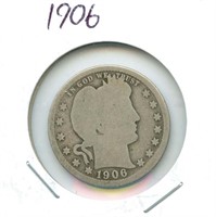 1906 Barber Silver Quarter