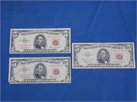 3-1963 Red Seal $5 Bills