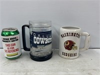 Dallas cowboys and Washington Redskins mugs