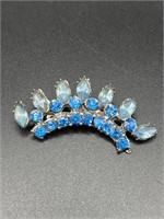 Vintage shades of blue rhinestones brooch pin