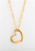 14K Open Heart Pendant on 10K Yellow Gold Chain