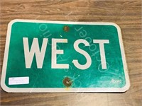 Reflective aluminum West sign