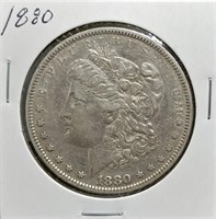 S: 1880 AU50 MORGAN DOLLAR