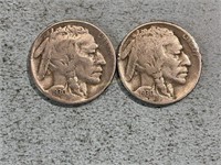 Two 1930S Buffalo nickels