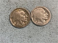 1938D and one worn Buffalo nickels