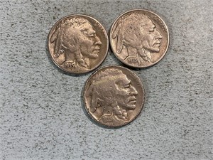 Two 1935S, one 1935D Buffalo nickels