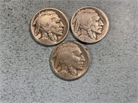 Three 1920 Buffalo nickels