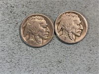 Two 1923 Buffalo nickels