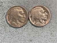 Two 1929 Buffalo nickels