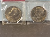1976 P and D Kennedy half dollars, from mint set
