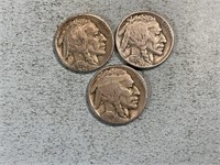Three 1935 Buffalo nickels