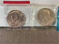 1977 P and D Kennedy half dollars, from mint set