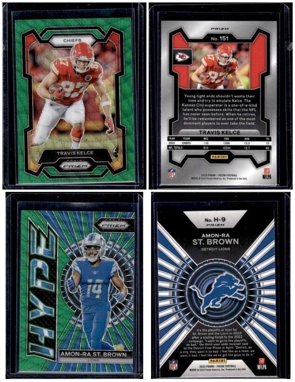 Amon-Ra St. Brown & Travis Kelce Prizm Green Waves