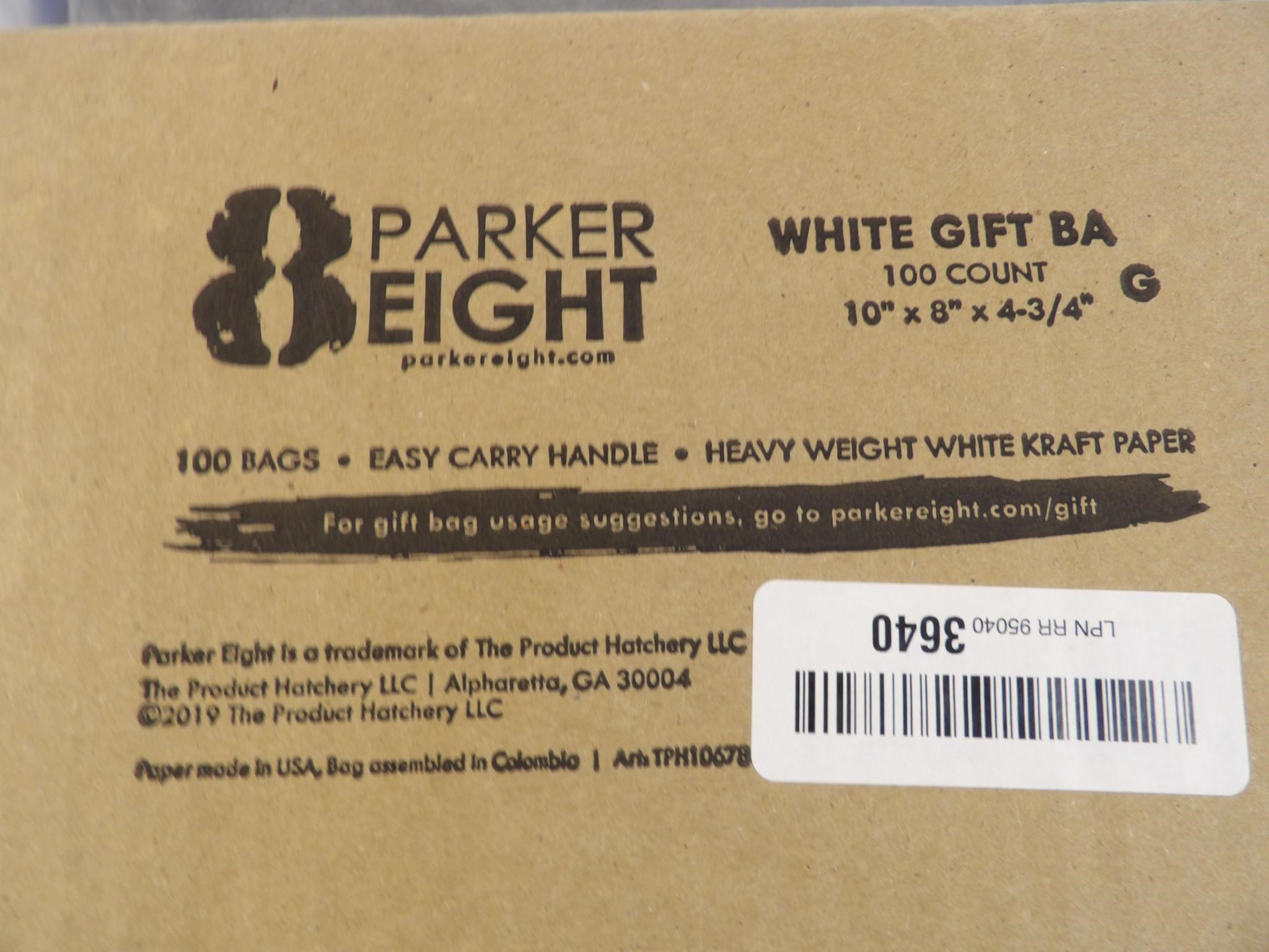 100 Parker Eight white gift bags