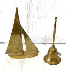 Solid Brass School Bell & Sail Boat