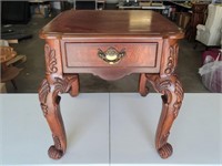 Broyhill - 23" Inlaid 1 Drawer Heavily Carved End