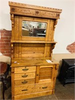 Antique carved rustic buffet table