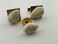 Vintage Shell Cuff Link and Tie Pin Set