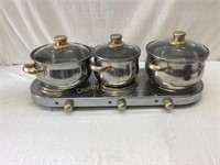 Electric Burner with Pots and Lids