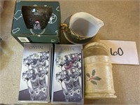 Mixed Glass Lot; Snowman Dishes & More