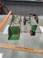 John Deere Metal Toy tractor and loader rough