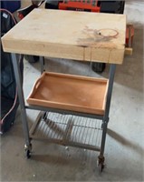 Fold up rolling island with butcher block top