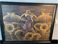 Art on Canvas Painting Haitian Sunflower Vendor