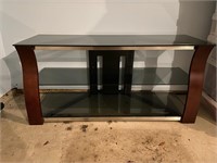THREE TIER GLASS TV STAND (HOLDS 55" TV)