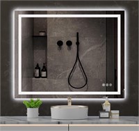 $210 LED Bathroom Mirror w Light, 40x32” Anti-Fog