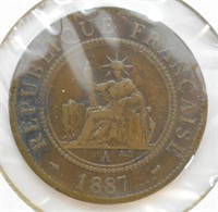 1887 FRENCH INDO CHINA 10 P  VF