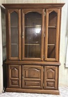 China Cabinet with glass shelves, lighted 50”x 16